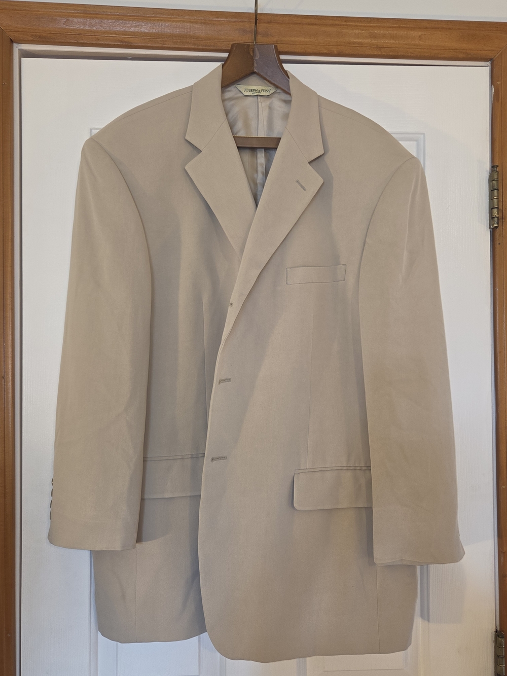 Joseph & Feiss Tan/Beige Single-Breasted Sport Coat 100% Silk